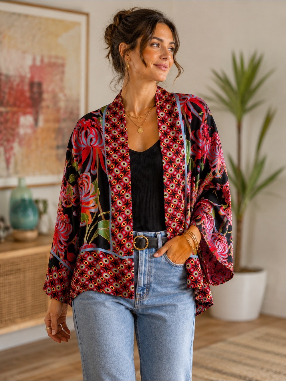 BL^NK London Floral Kimono Jacket Duster Boho Festival One Size